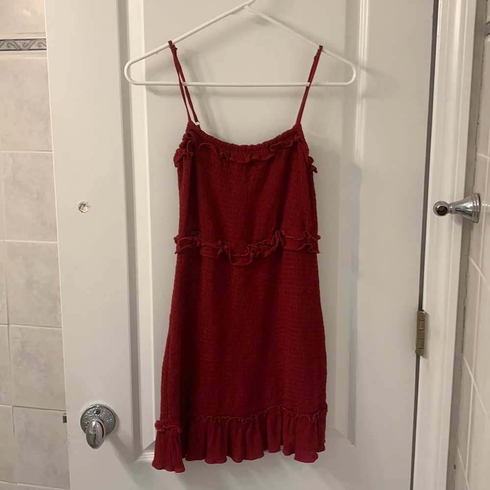 Red tight ruffle dress